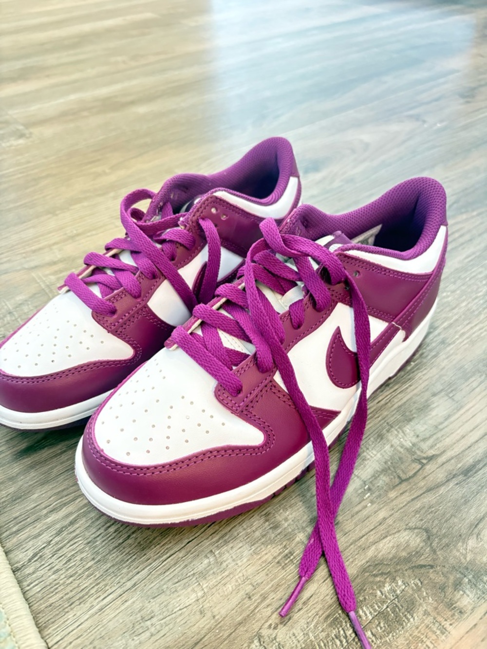 White and Purple Low-Top Sneakers